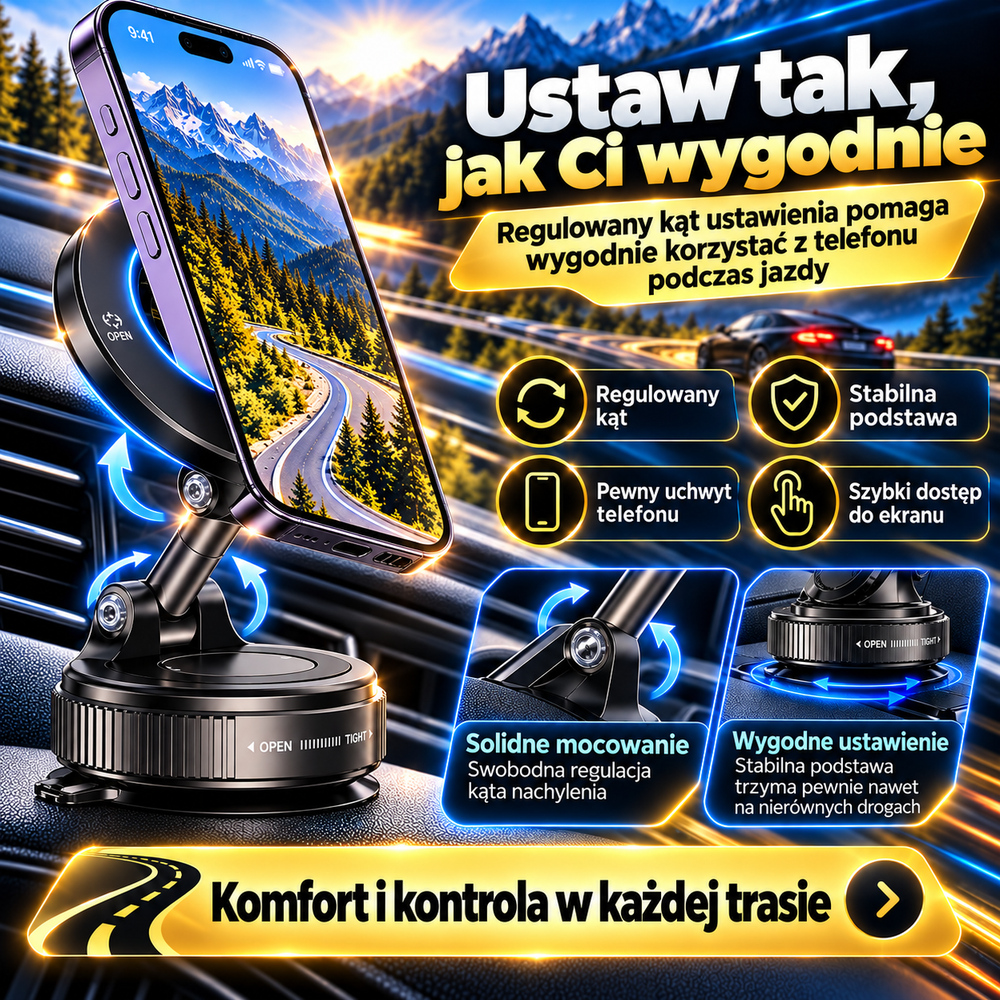 Boczne ramiona i dolne podpórki trzymające telefon